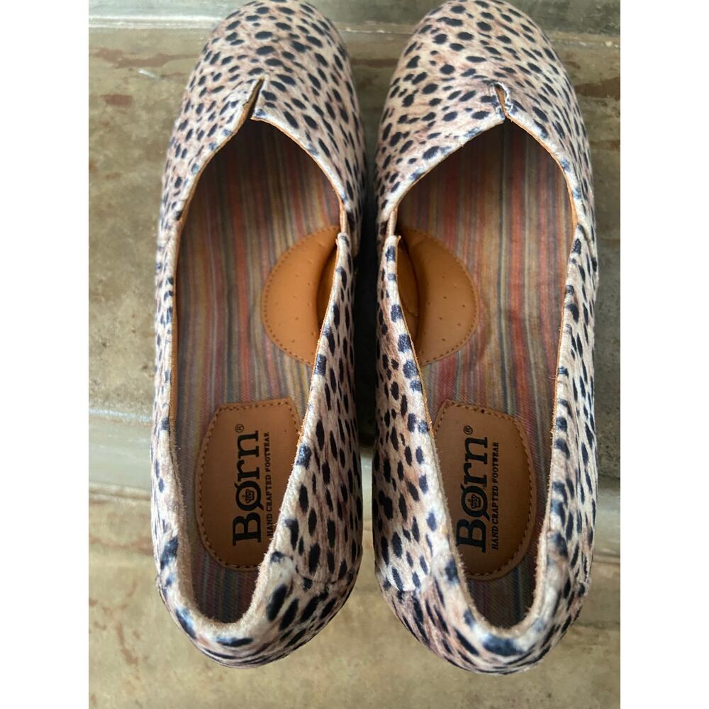 Born Serra leopard printed velvet slip on flat shoe - Picture 7 of 10